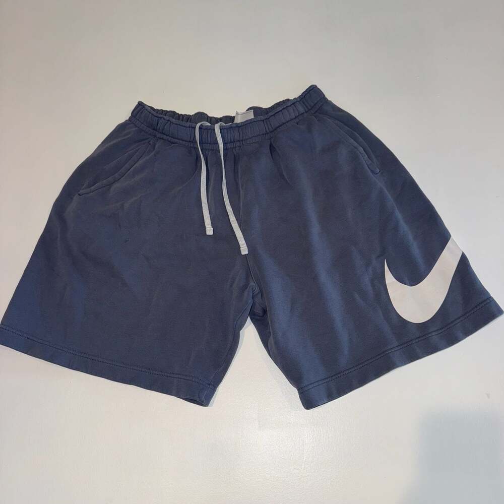 Nike Mens Navy Blue Club Graphic Swoosh Fleece Sweat Shorts Size Large - Picture 1 of 8